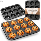 Forma do muffinek babeczek 12 SZT gniazd blacha non-stick do pieczenia metalowa foremka na cupcakes, mini wypieki