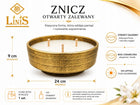 Znicz Ceramiczny Mega Duży Otwarty Retro Tradycyjny Złoty Duży lampion nagrobny parafinowy na cmentarz