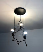 Lampa wisząca sufitowa żyrandol potrójna nowoczesna loft ludzik humanoid 3-punktowa metalowa czarna oprawa E27 do