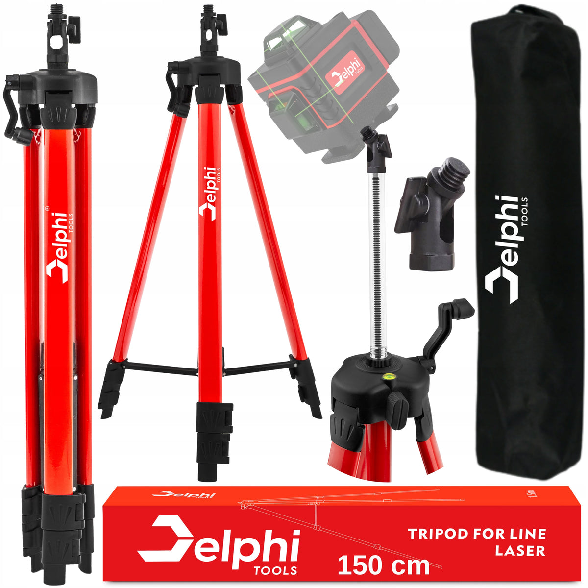 Statyw do lasera krzyżowego poziomicy trójnóg tripod 150 cm 5/8" libella teleskopowy stojak pomiarowy do prac