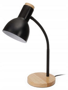 Designerska lampka biurkowa nocna styl skandynawski 40W E27 + drewno lampa stołowa czarna do sypialni salonu gabinetu