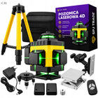 Poziomica laserowa poziomnica 4D 16 linii 360 krzyżowa statyw elektroniczna do glazury i remontów, zielona wiązka