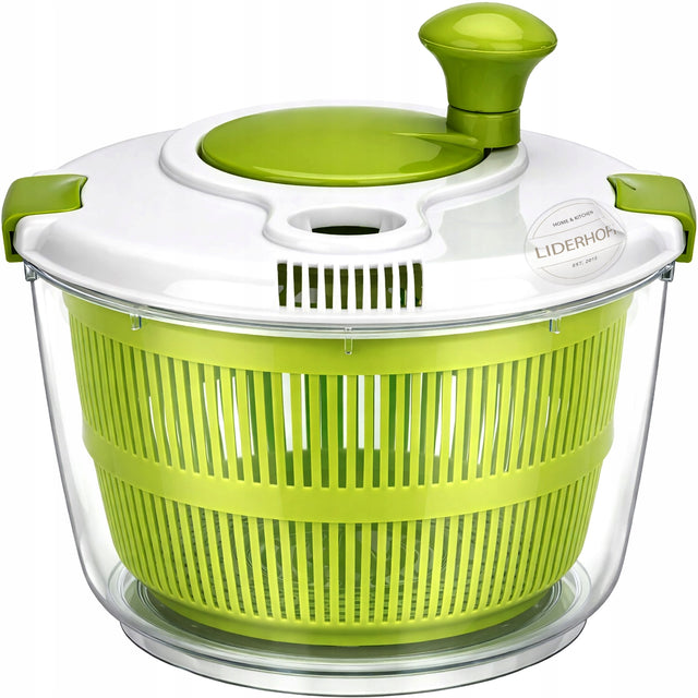 Suszarka do Sałaty warzyw owoców Obrotowa Wirówka cedzak Miska 4,5 L odwirowywacz zieleniny, osuszacz liści, plastikowy, średnica 24 cm