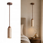 Lampa Wisząca Żyrandol z Żółtego Trawertynu Tuba Naturalne Do Salonu E27 oprawa sufitowa kamienna 1 punkt światła 20 W
