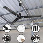 Wentylator sufitowy wiatrak EBERG HTX 140cm 5 prędkości + regulator do cyrkulacji powietrza, czarny 80 W, sterowanie