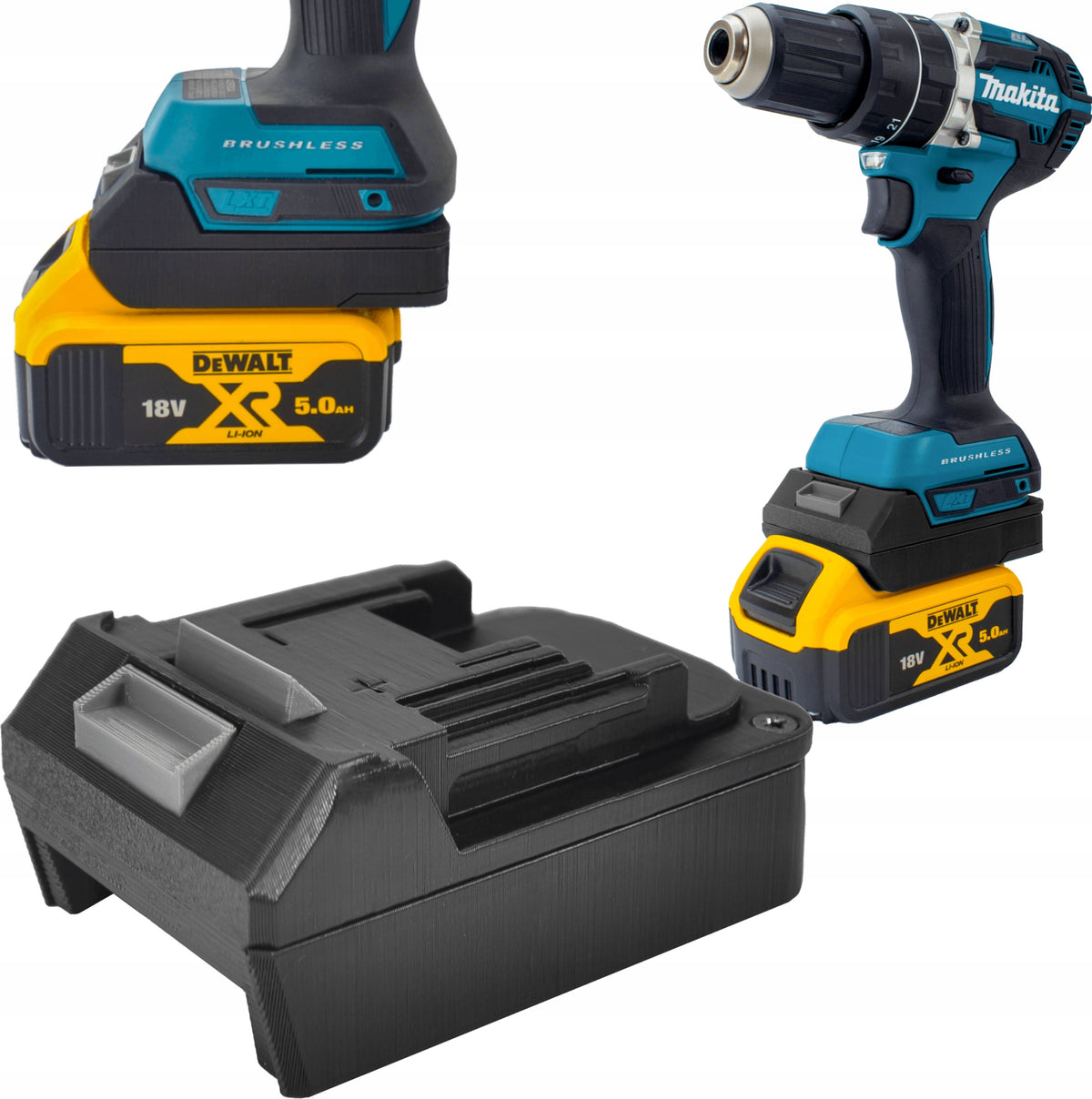 ADAPTER PRZEJŚCIÓWKA Z NARZĘDZIA MAKITA LXT 18V NA BATERIE DEWALT XR 18V konwerter zasilania, łącznik do elektronarzędzi