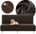 Pokrowiec na wersalkę sofę welur premium plusz elastyczny oeko TEX 190-210 kanapę, ochrona tapicerki, brązowy