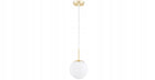 Złota Lampa Wisząca Sufitowa Żyrandol Białe Kule Milo LED E27 metalowa oprawa do salonu, 1 punkt świetlny, klosz 14 cm