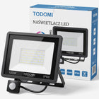 Halogen LED 100W Naświetlacz Zewnętrzny Reflektor Lampa z Czujnikiem Ruchu oprawa do ogrodu, podjazdu i elewacji, 7000