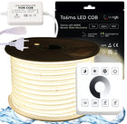 Zestaw Taśma LED COB 230V 5m 4000K biała neutralna zasilacz sterownik pilot pasek świetlny IP67 45W do dekoracji