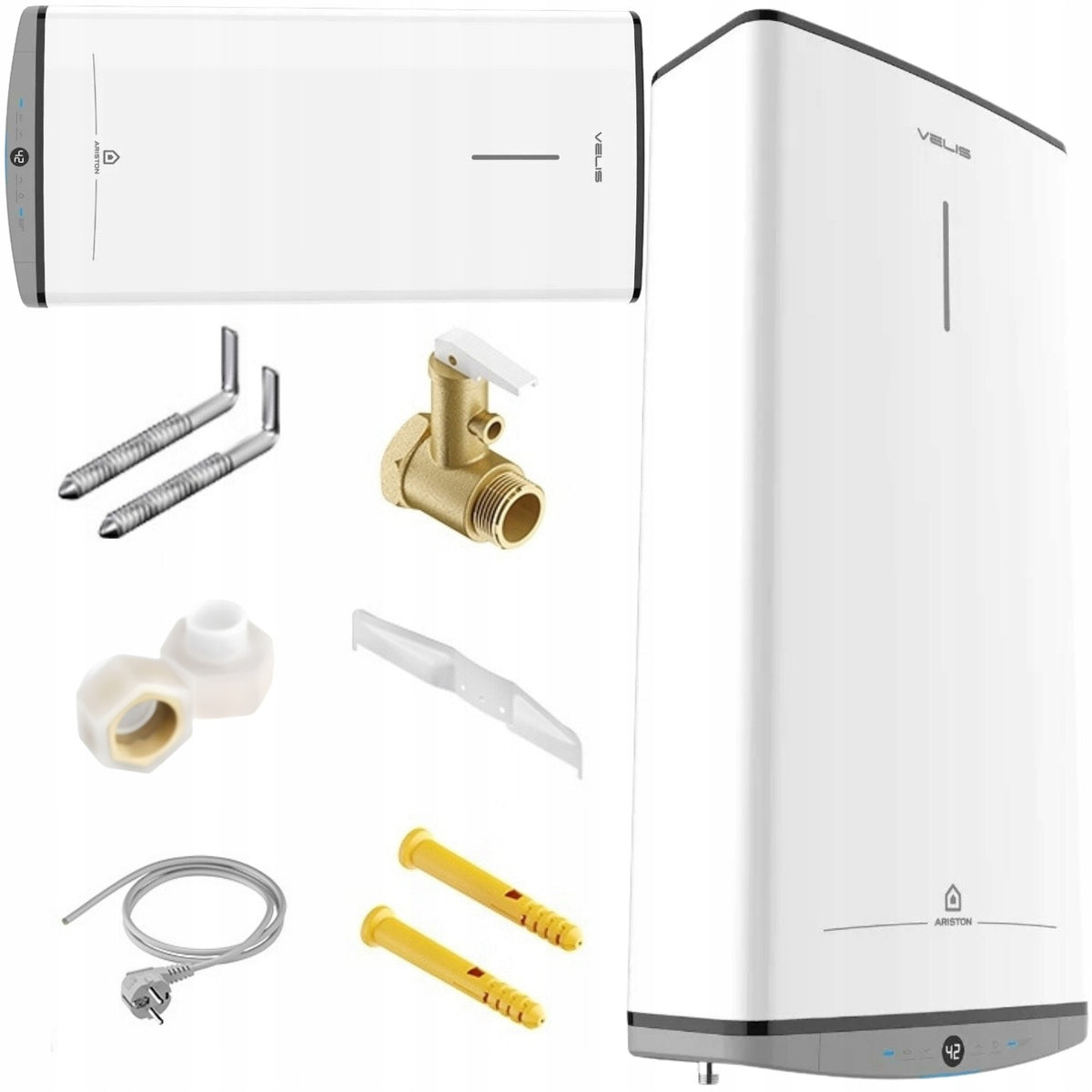 Bojler podgrzewacz elektryczny 50 płaski ARISTON VELIS DUNE poziomy / pion 45 l grzałki