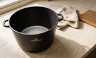 Garnek 15l indukcja GAZ duży 32cm nieprzywierający ceramiczno-marmurkowy aluminiowy z pokrywką, do piekarnika, zmywarki