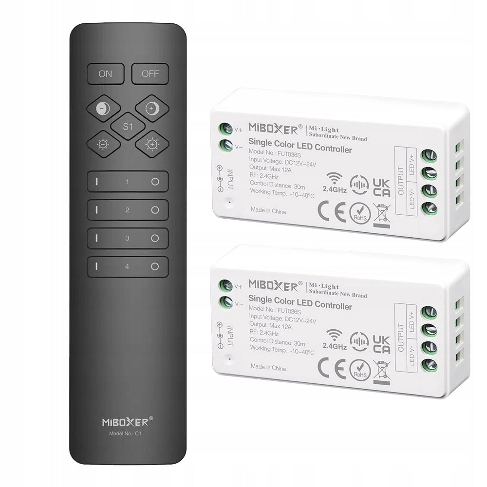 2X sterownik Ściemniacz pilot strefowy mono MiBOXER 288W black C1+ FUT036S do taśm LED jednokolorowych, regulacja