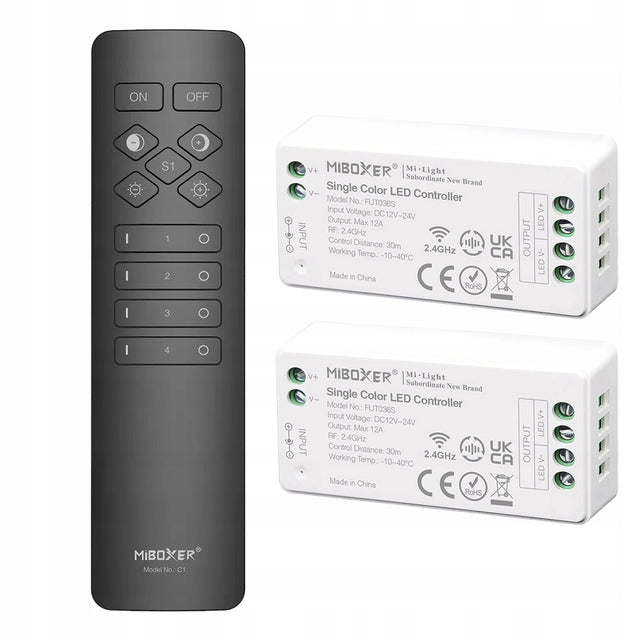 2X sterownik Ściemniacz pilot strefowy mono MiBOXER 288W black C1+ FUT036S do taśm LED jednokolorowych, regulacja jasności