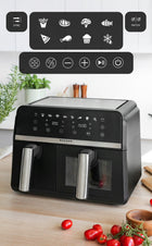 Frytkownica beztłuszczowa dwukomorowa 9l AIR fryer 2600W 8 trybów wifi czarny