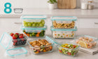 8x szklane pojemniki na żywność zestaw lunchbox żaroodporne uszczelka 8szt do mrożenia, zmywarki i mikrofalówki, na