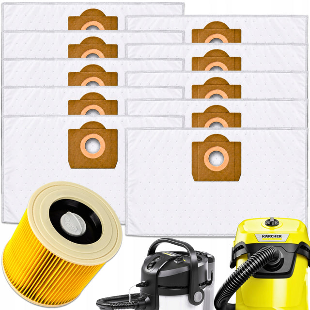 10x worki do odkurzacza karcher WD3 WD2 plus SE4001 KWD3 worek WD 3 + filtr syntetyczne zamienniki do zbierania kurzu i pyłu