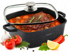 Garnek 6,5 L brytfanna gęsiarka 28 x 28cm Patelnia Indukcja Gaz naczynie aluminiowe z powłoką marmurkową, do duszenia i