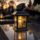 Znicz na grób Cmentarz wieczny Solarny lampion LED statuetka z Krzyżem ozdoba nagrobna, lampka na pomnik, dekoracja