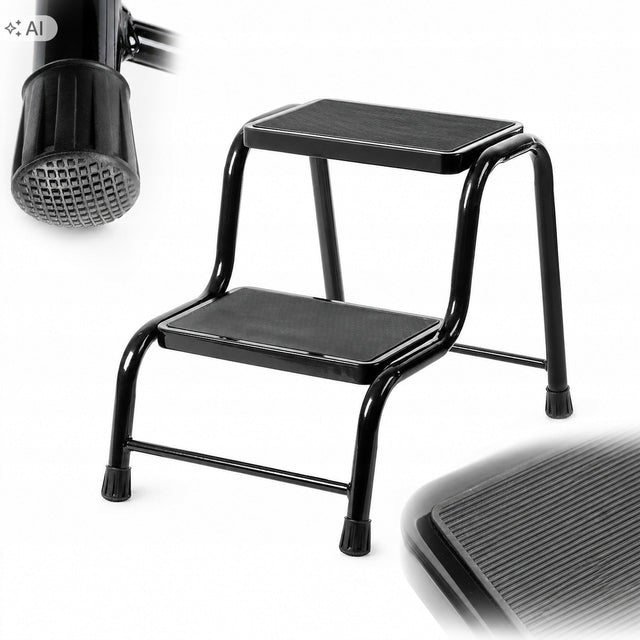 Drabina drabinka stalowa 150kg taboret schodki domowa mocna stabilna podest stołek do sięgania, 2 stopnie, wysokość 40 cm