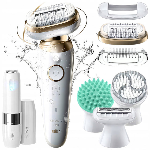 Depilator braun Silk-epil 9 Flex 360° 3D Wet&Dry + golarka + SPA + face BOX biały