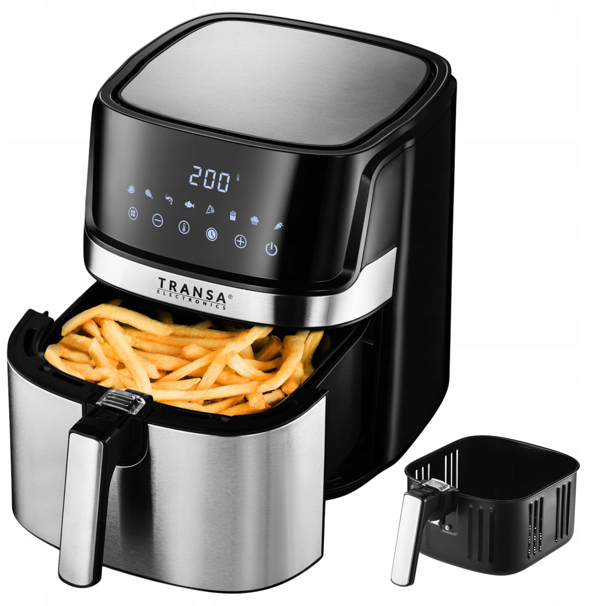 Frytkownica beztłuszczowa inox 8 programów misa XXL 6l 1700W srebrny/szary