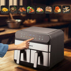 Frytkownica beztłuszczowa dwukomorowa AIR fryer voksar G11 2400W +przepisy srebrny/szary