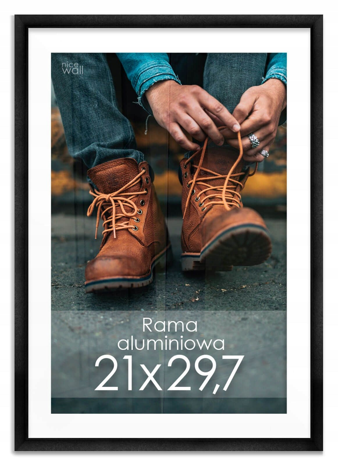 Czarna Ramka na zdjęcia A4 21x29,7 cm aluminiowa Ramki do zdjęć 29,7x21 cm oprawa do dyplomu, certyfikatu, plakatu lub