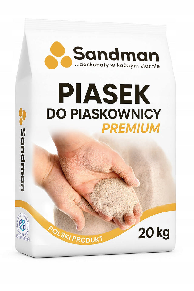 Piasek do piaskownicy 20kg Bezpieczny Naturalny Suchy Czysty produkt polski zabawa ogrodowa, dla dzieci od 12 miesięcy do zabawy w piasku, przesiewany