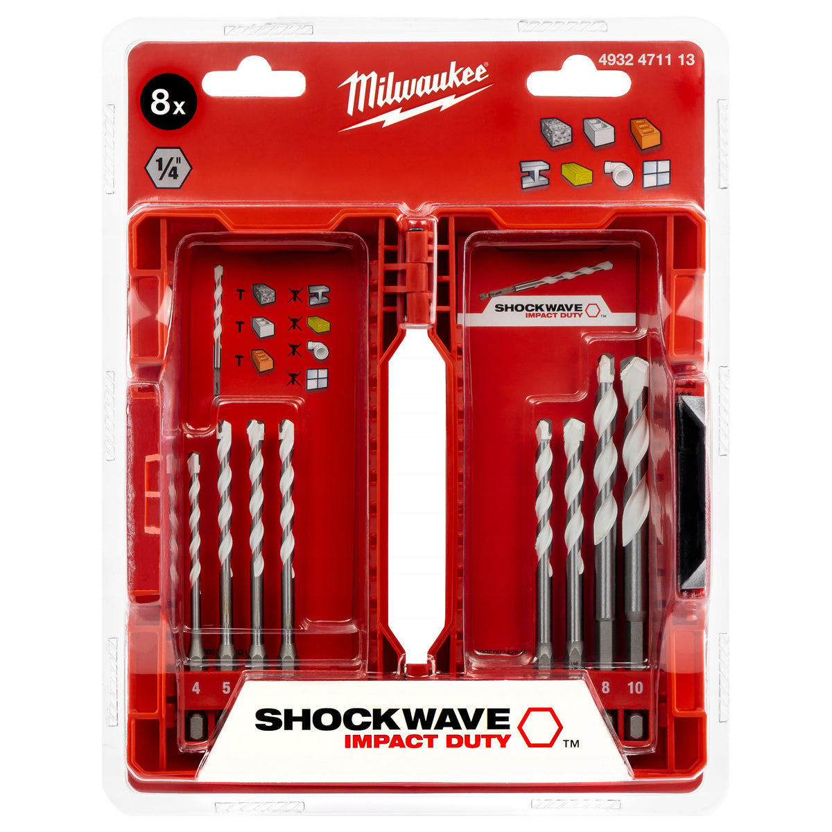 Zestaw wierteł 4 -10 mm 8 szt Milwaukee uniwersalne kaseta