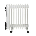 Grzejnik Olejowy Elektryczny Biały 11 Żeberek Termostat Kółka kaloryfer do domu, 2500 w, 230 V, mobilny ogrzewacz