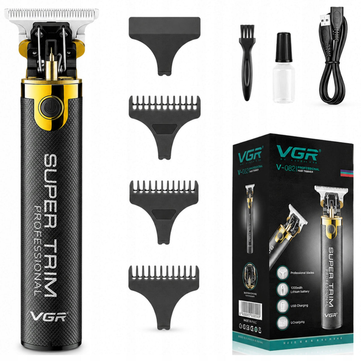 Trymer Do Brody VGR V-082 T-Blade Maszynka Do Włosów Konturów Fade USB 300m