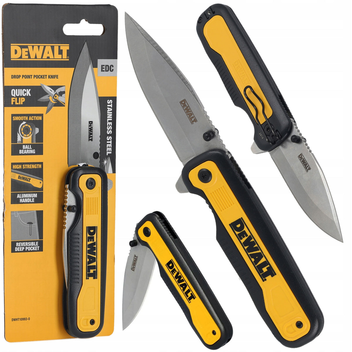Nóż składany DeWALT Quick & Flip kieszonkowy 82 mm DWHT10993-0 narzędzie tnące do prac warsztatowych i montażowych