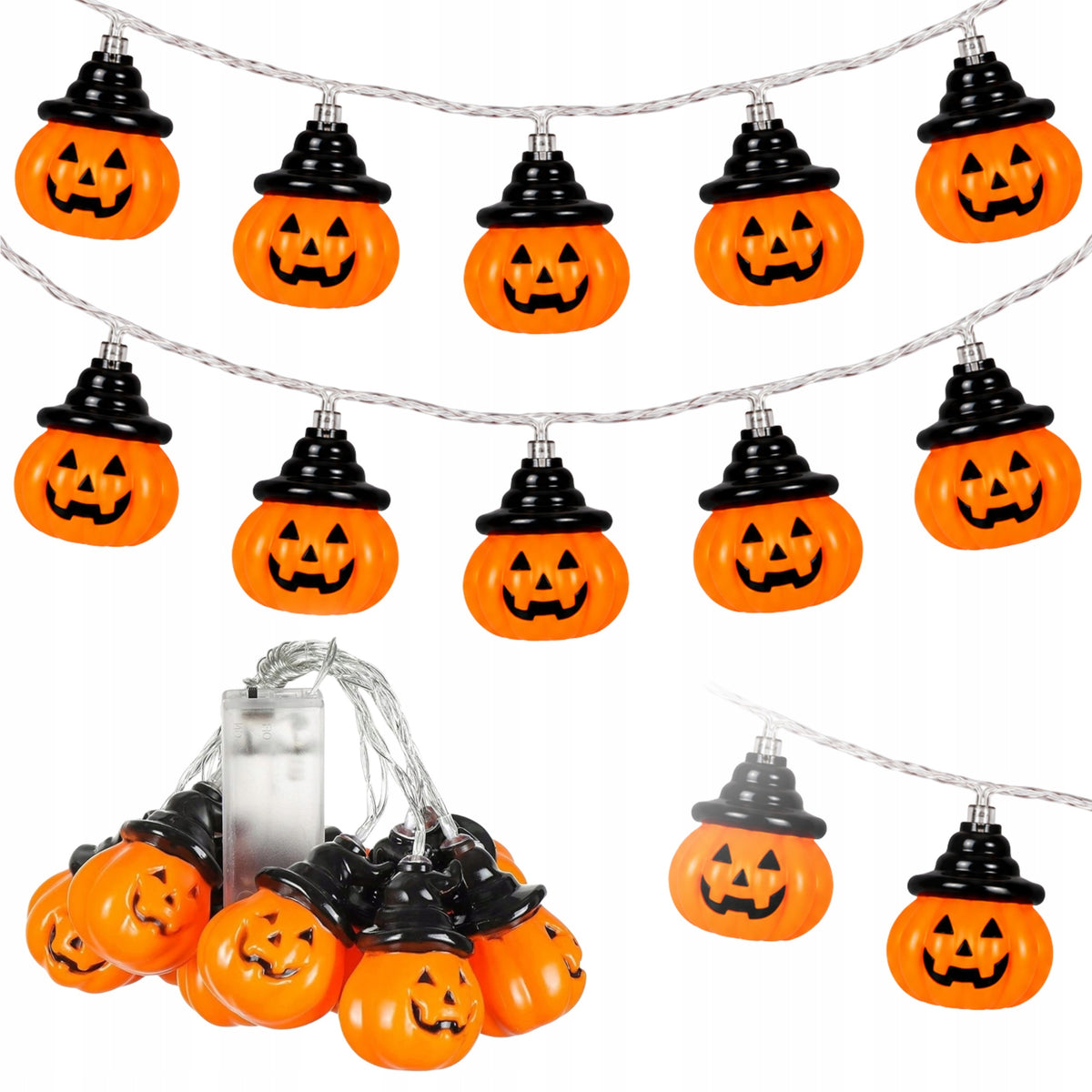 GIRLANDA LAMPKI DYNIE ŚWIECĄCE 10 LED WISZĄCE DEKORACJA NA HALLOWEEN 150 CM łańcuch świetlny, ozdoba imprezowa, bal
