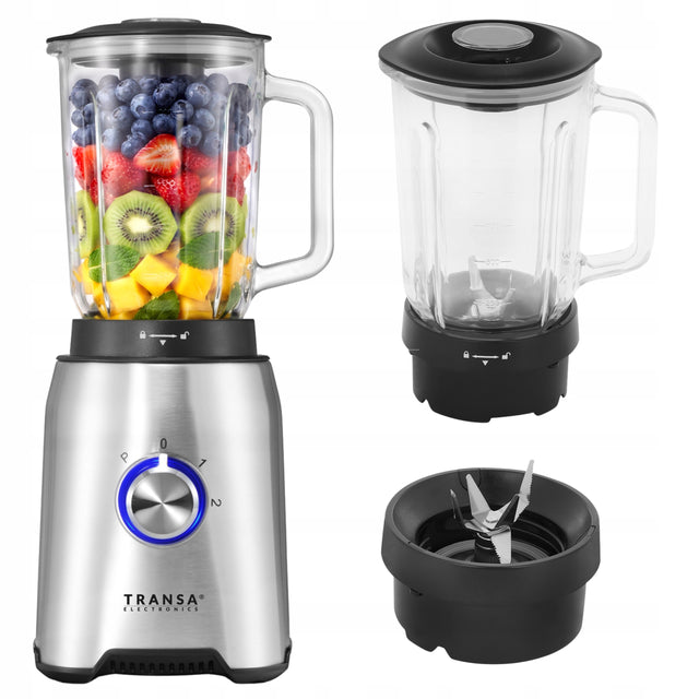 Blender kielichowy szklany do smoothie koktajli kruszy LÓD 1,5l 1600W