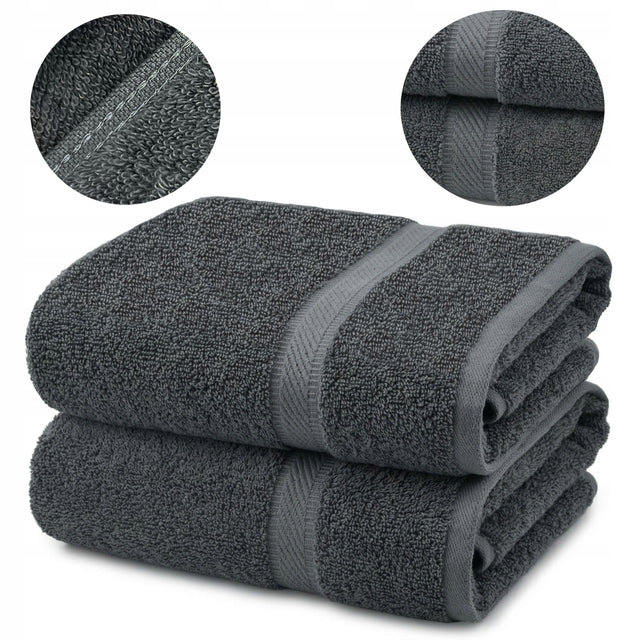 2xRęcznik 70x140 Bawełna 600g ekstra gruby mięsisty premium Grafitowy szary do kąpieli, po prysznicu, tekstylia łazienkowe