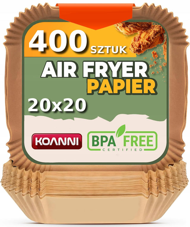 400x atestowane tacki AIR fryer papierowe wkłady do frytkownicy 20x20 papier do pieczenia 20 cm /Wzór 2 szt.