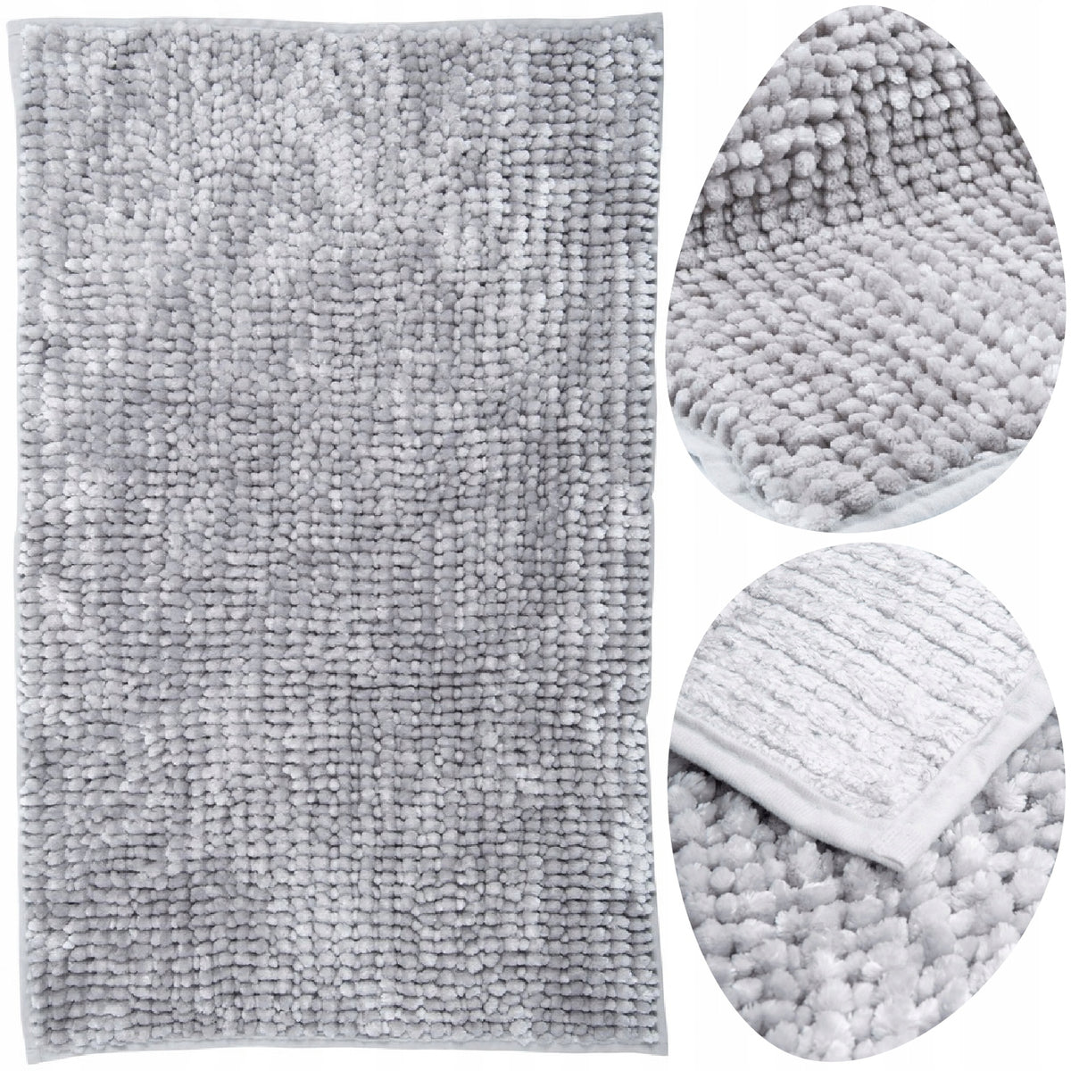 Dywanik Łazienkowy mata łazienkowa 40x60 miękki gruby Chenille szary chodnik kąpielowy, prostokątny, poliester, 20 mm