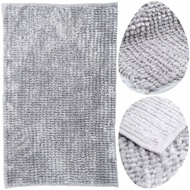 Dywanik Łazienkowy mata łazienkowa 40x60 miękki gruby Chenille szary chodnik kąpielowy, prostokątny, poliester, 20 mm