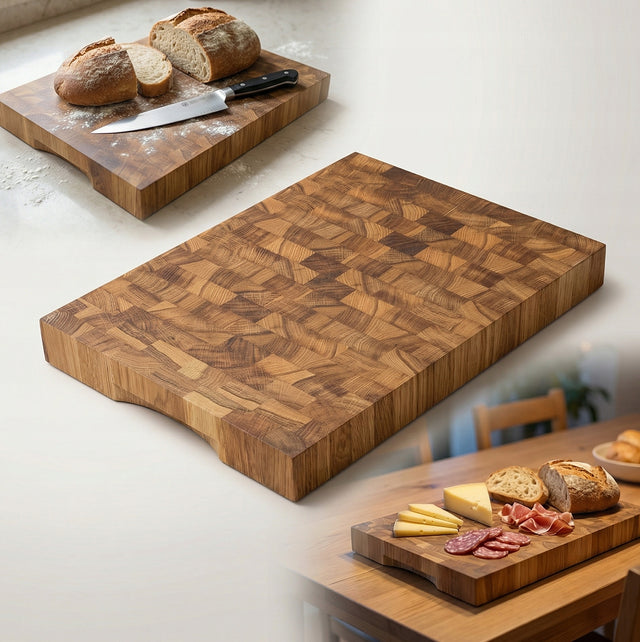 Deska dębowa sztorcowa 40x30x4 masywna END grain blok profesjonalna drewniana do krojenia i siekania, prostokątna