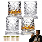SZKLANKI DO WHISKY OBROTOWA OBROTOWA SZKLANKA DO WHISKY PREZENT NA URODZINY zestaw 4 sztuki, 280 ml, szkło bezbarwne