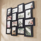 Multiramka na 16 zdjęć 61X61 CM MDF czarna ramka na zdjęcia 10X15 CM kolaż fotografii, galeria ścienna, dekoracja do