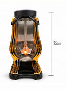 Znicz solarny kapliczka na cmentarz grób złoty elegancki LED - 25cm lampion nagrobny, ozdoba pomnika, ponad 75 h