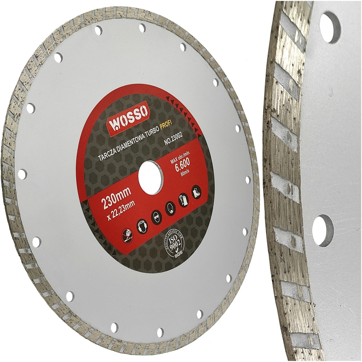 Tarcza diamentowa 230mm do betonu kostki kamienia cegły TYP turbo PRO wosso cięcia ceramiki, płyt cementowych, otwór