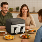 Frytkownica beztłuszczowa dwukomorowa AIR fryer voksar G11 2400W +przepisy srebrny/szary