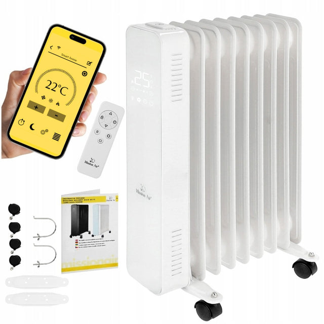 Grzejnik olejowy elektryczny Mission Air oslo biały 2000W biały wifi timer 120 mm 630 mm grzewcza