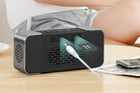 Nowoczesny radiobudzik bluetooth głośnik LED stylowy biurkowy alarm FM zegar cyfrowy do sypialni na szafkę nocną czarny