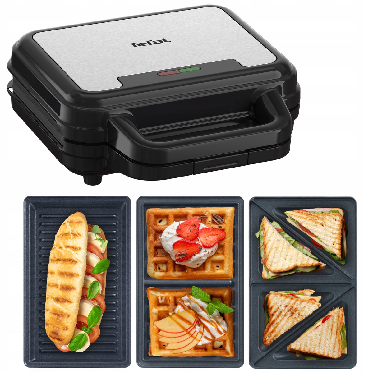 Opiekacz Gofrownica Panini do kanapek tefal UltraCompact SW383D10 3w1 nominalna srebrny/szary