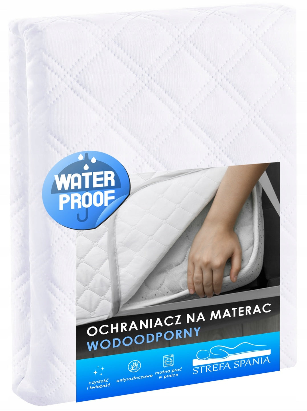 Ochraniacz na materac 180x200 cm wodoodporny pikowany polski strefa spania podkład nieprzemakalny na łóżko, ochrona