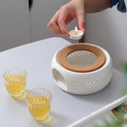 Podgrzewacz ceramiczny pod dzbanek zaparzacz czajnik na świeczkę tealight ocieplacz do kawy, biały